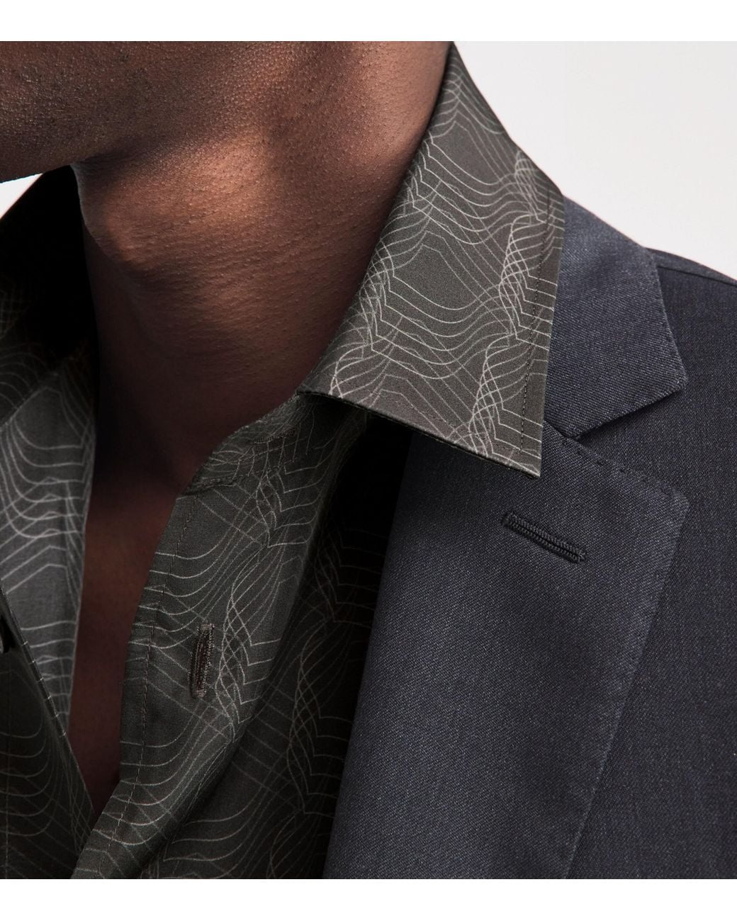 Corneliani Gray Silk Geometric Print Shirt for men