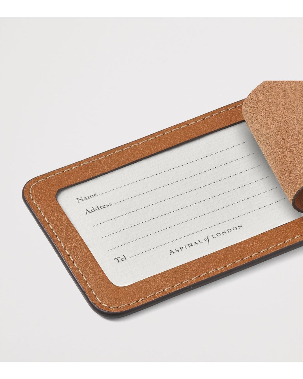 Aspinal Brown Leather Luggage Tag for men