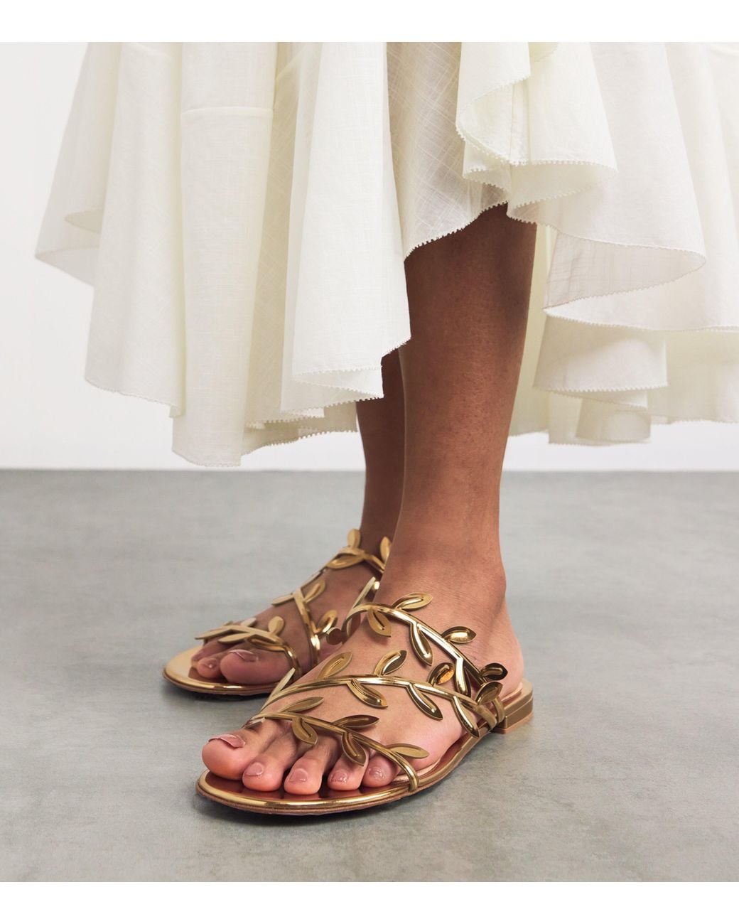 Gianvito Rossi Natural Laurel-Detail Flavia Sandals