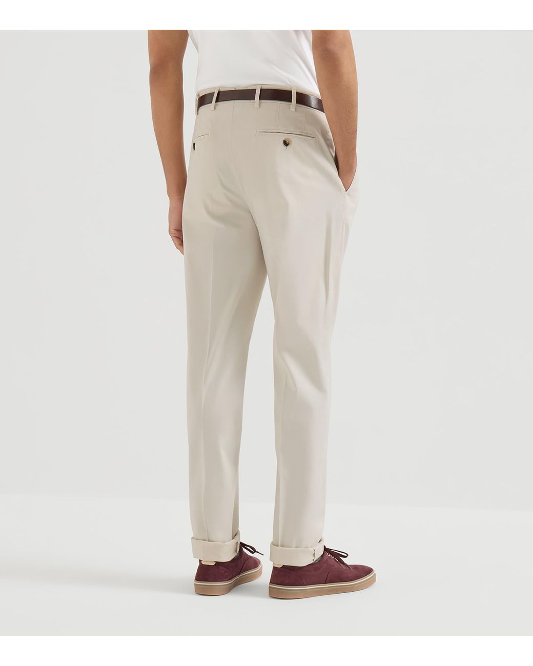 Brunello Cucinelli Natural Pima Cotton Comfort Gabardine Trousers for men