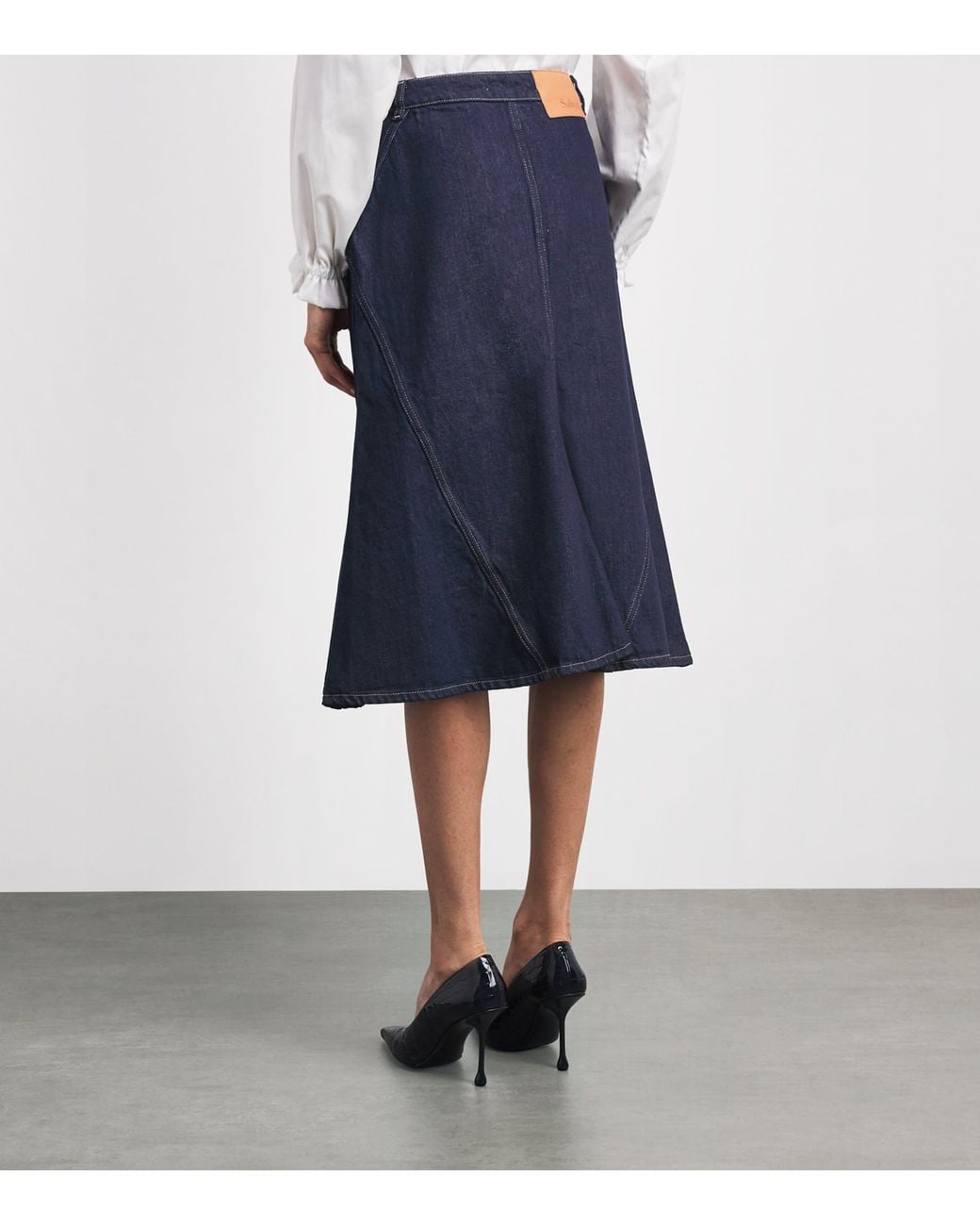Safiyaa Blue Luisella Denim Midi Skirt