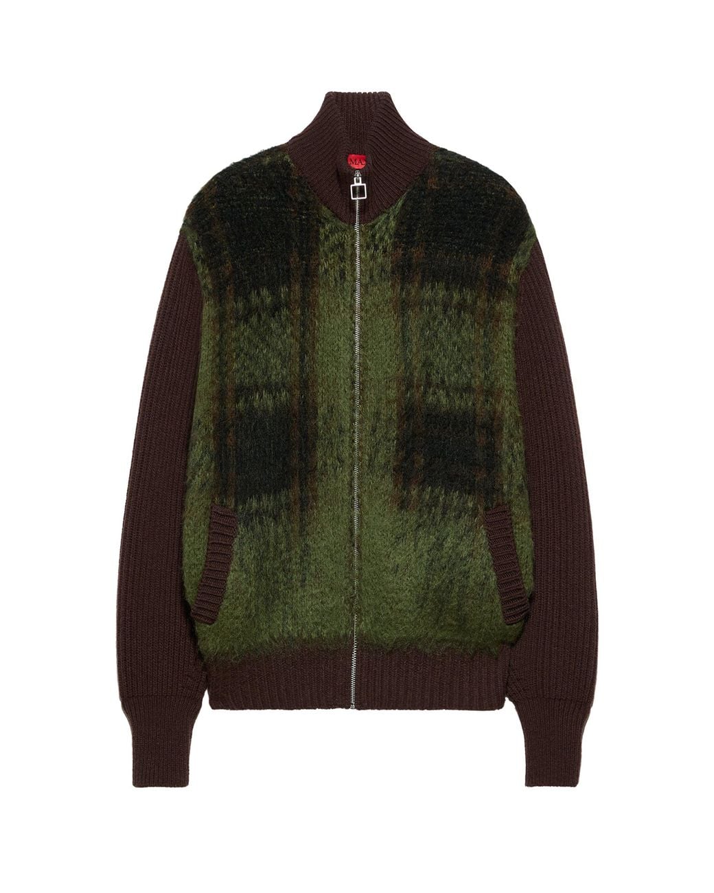 MAX&Co. Green Plaid Zip-Up Cardigan