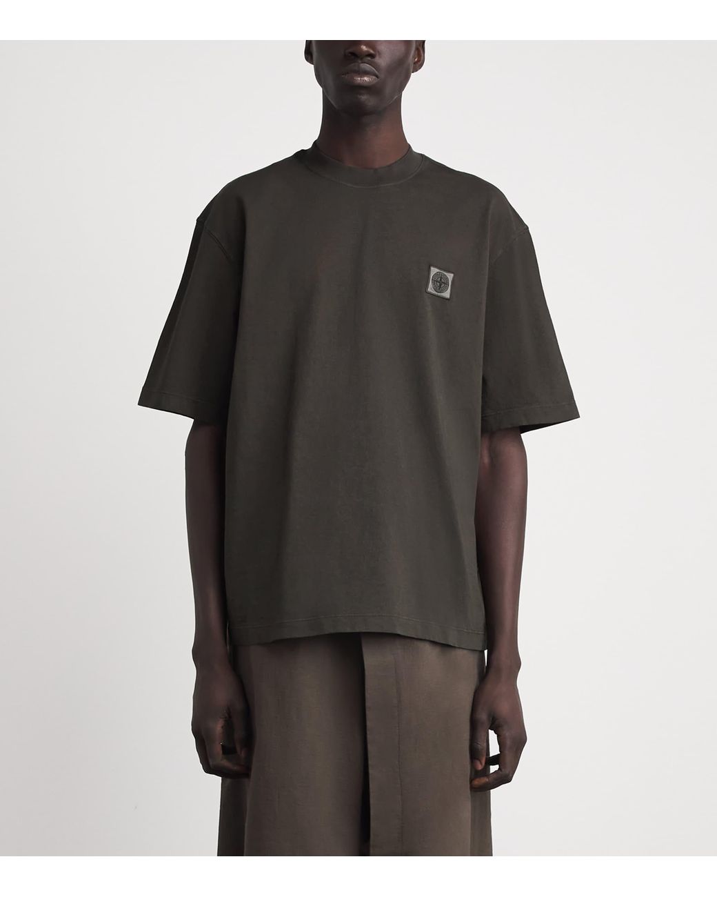 Stone Island Black Cotton Logo T-Shirt for men