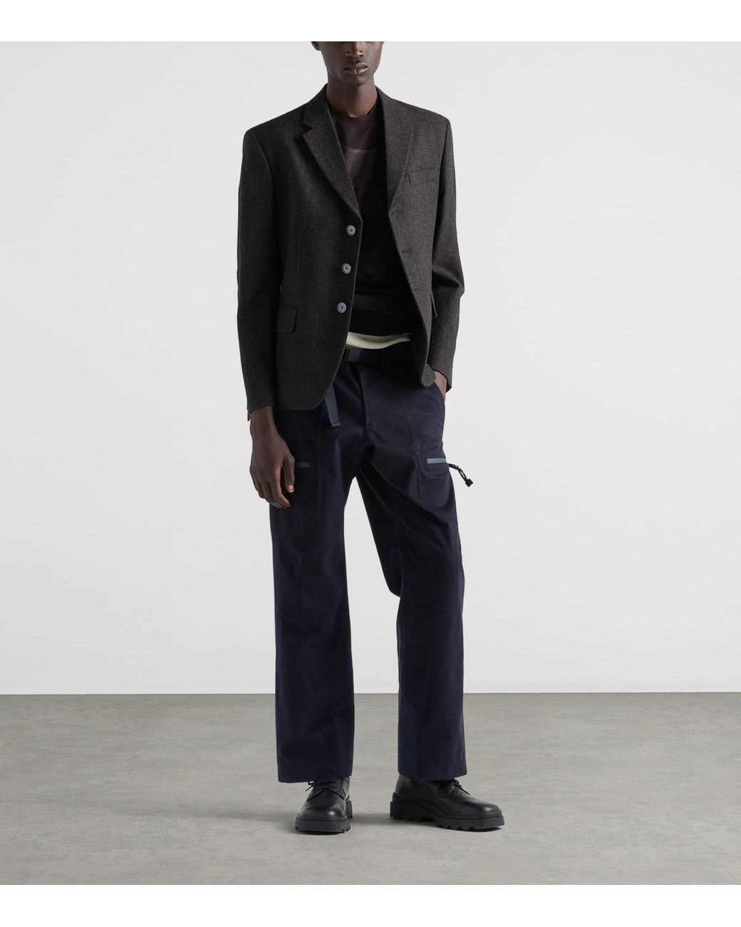 Prada Blue Cashmere Technical Trousers for men