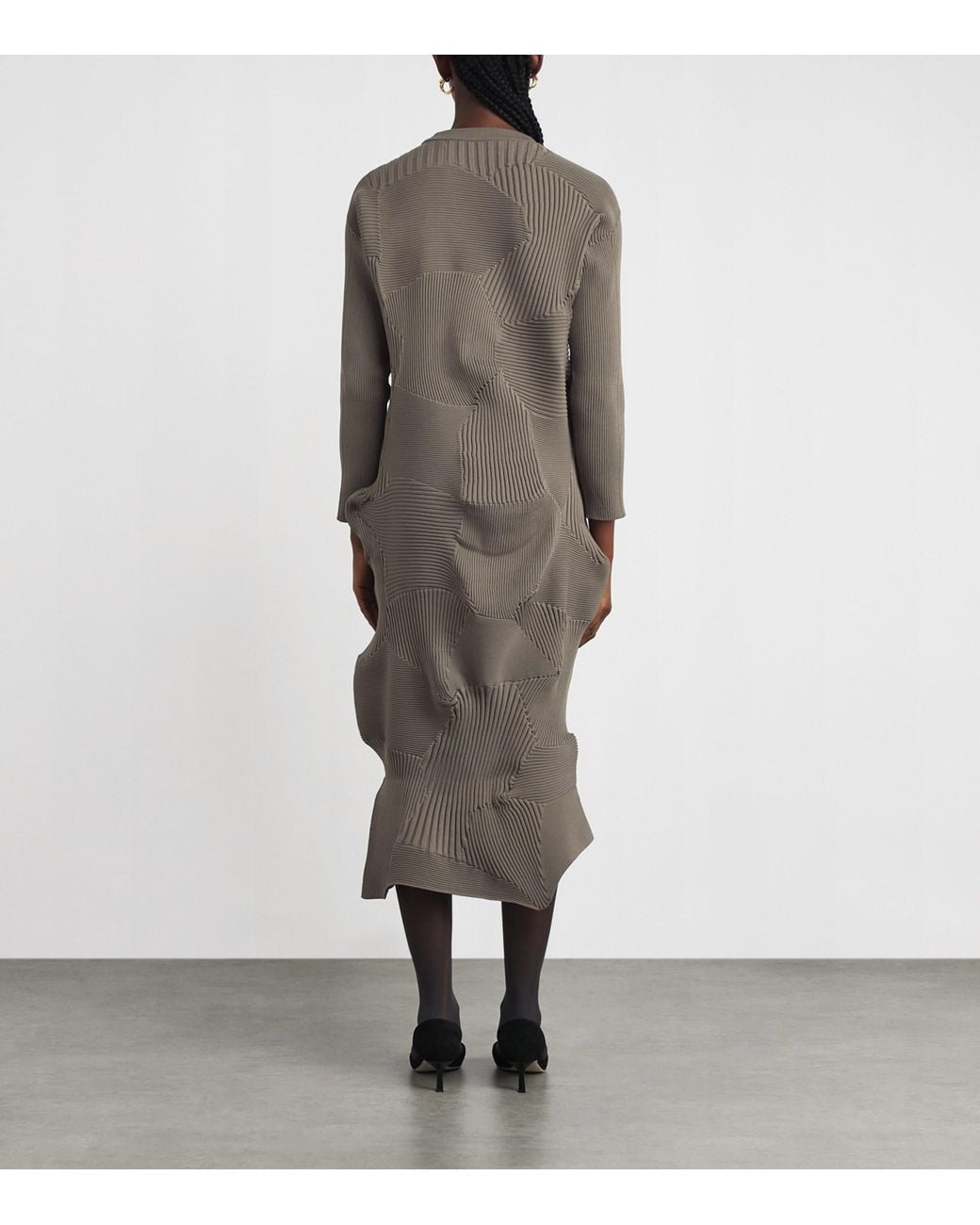 Issey Miyake Gray Kone Kone Knit Midi Dress