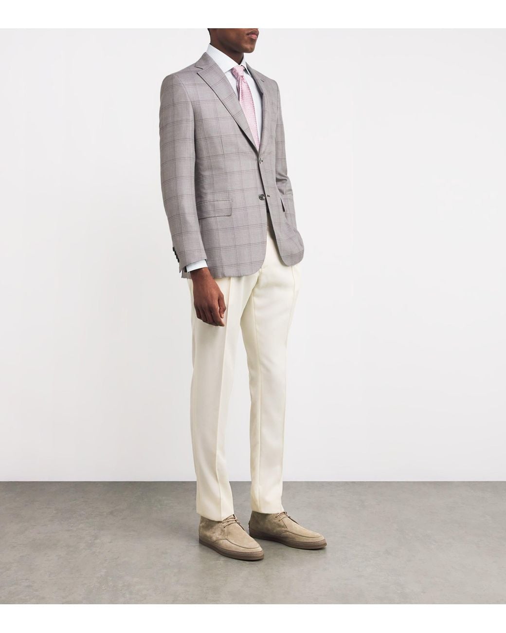 Brioni Gray Wool-Blend Check Blazer for men