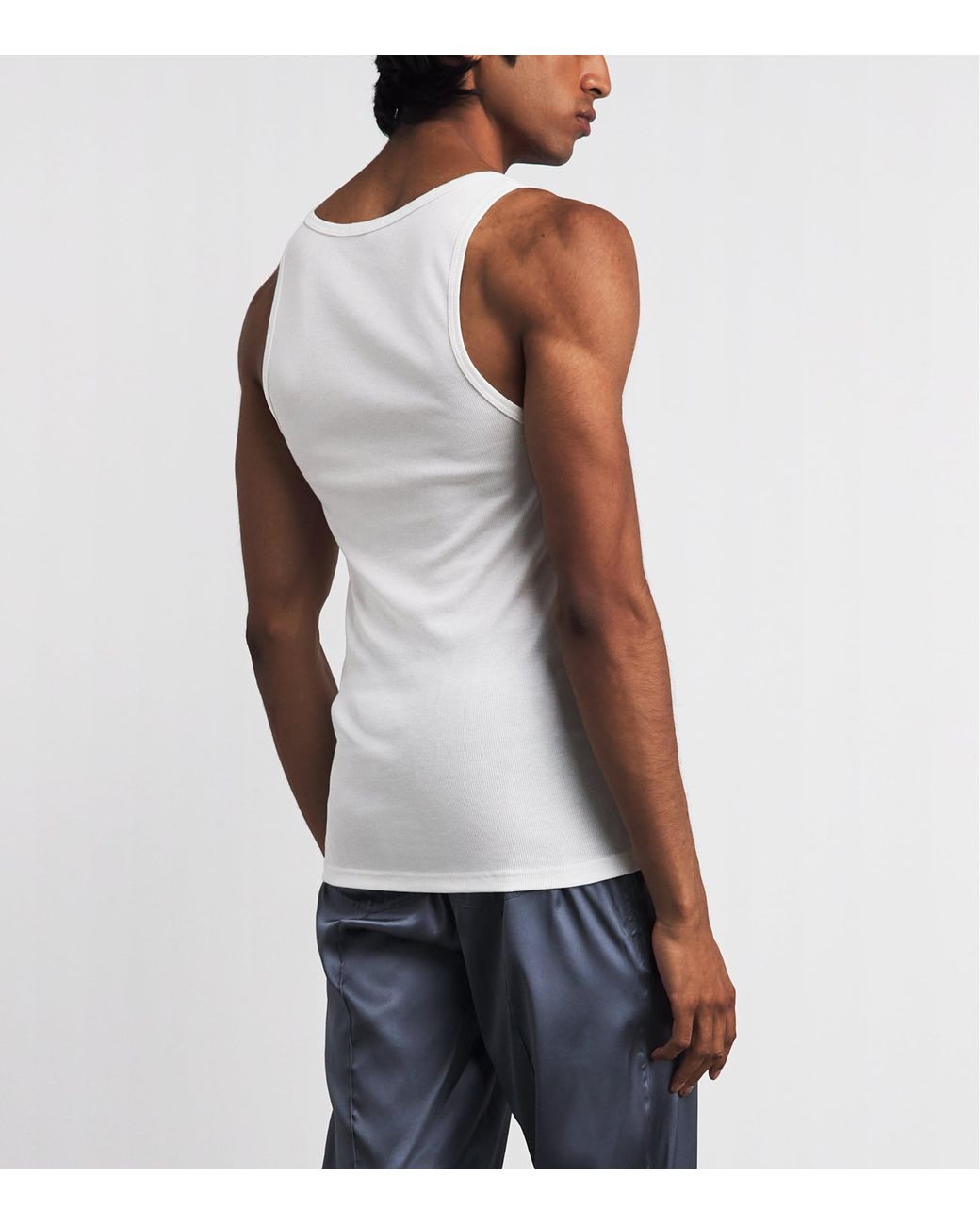 Tom Ford White Ribbed Tank Top for men