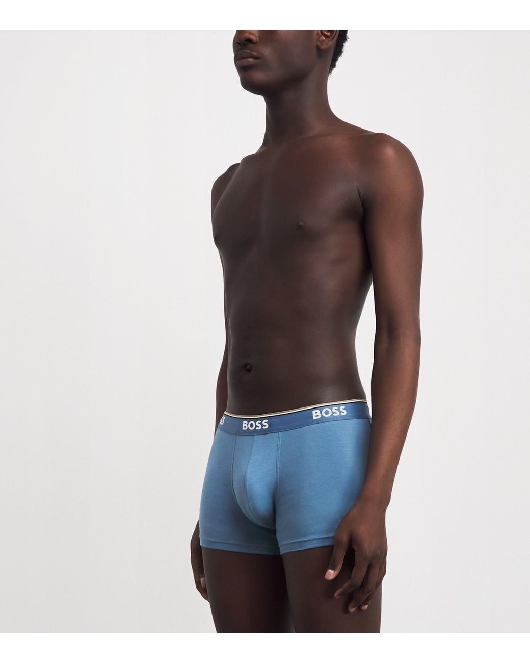 Boss Blue Stretch-Cotton Power Trunks for men