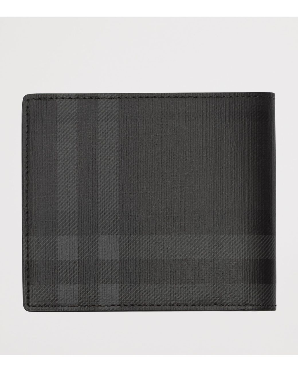 Burberry Black City Check Bifold Coin Wallet for men