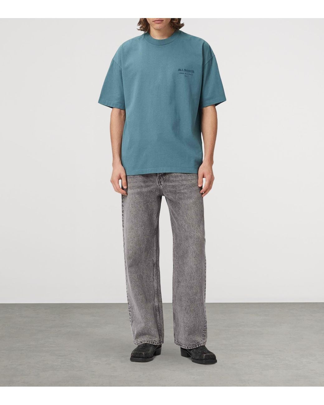 AllSaints Blue Organic Cotton Xander T-Shirt for men