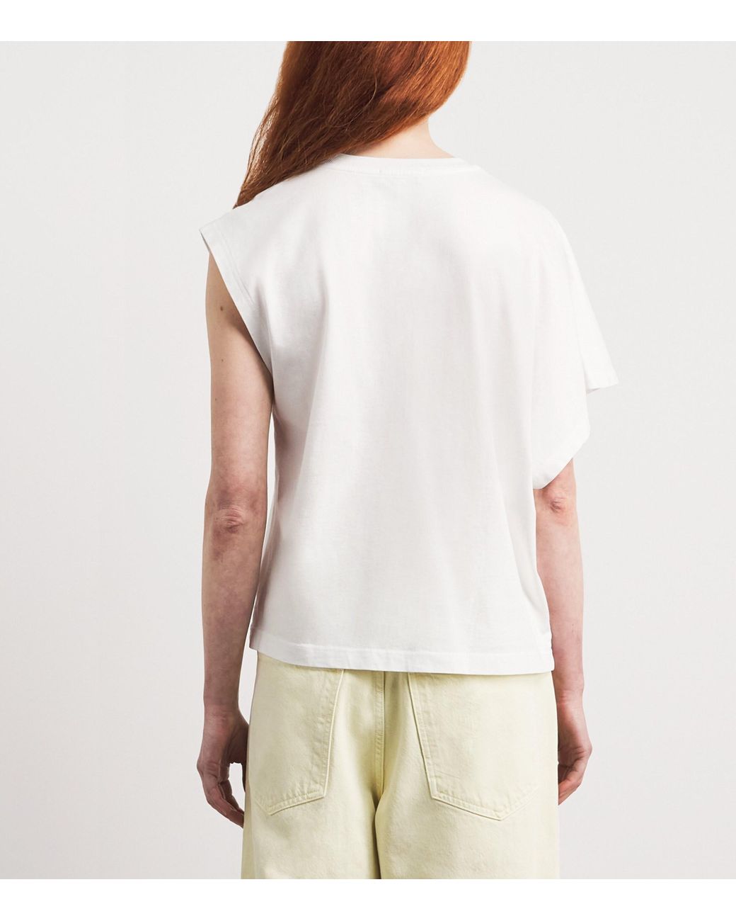 Agolde White Cotton Corrine Asymmetric T-Shirt