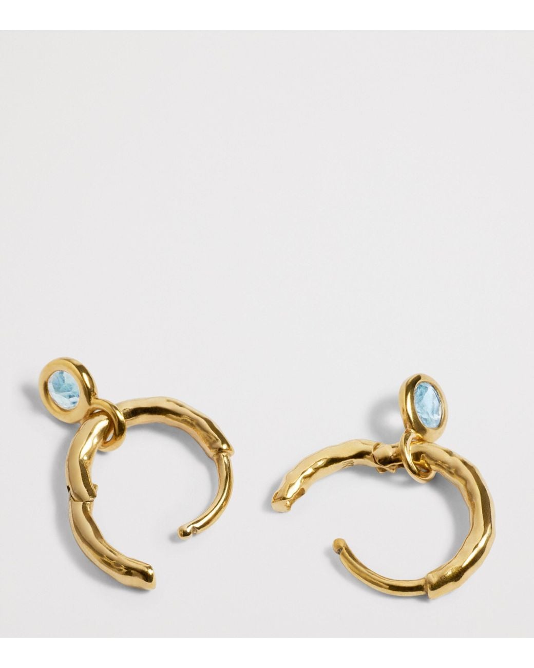 Monica Vinader Metallic Vermeil And Aquamarine March Birthstone Huggie Earrings