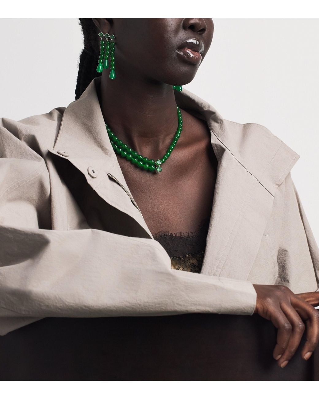 COMPLETEDWORKS Green Cubic Zirconia Beaded Necklace