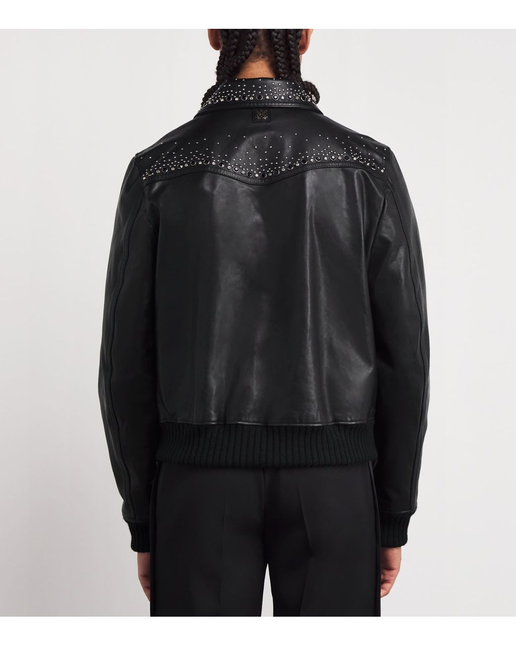 Amiri Black Crystal Western Leather Jacket for men