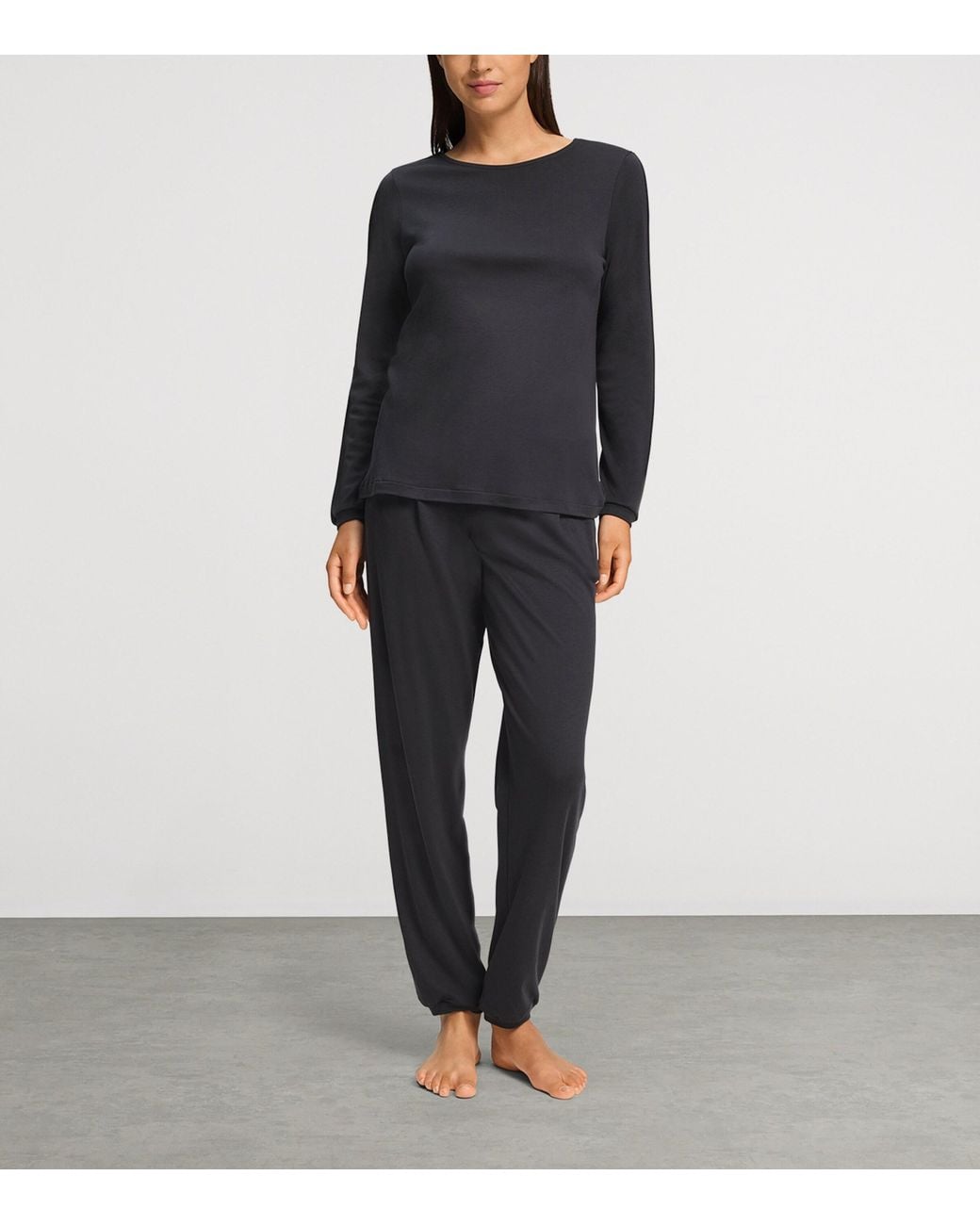 Hanro Black Cotton Franca Pyjama Set