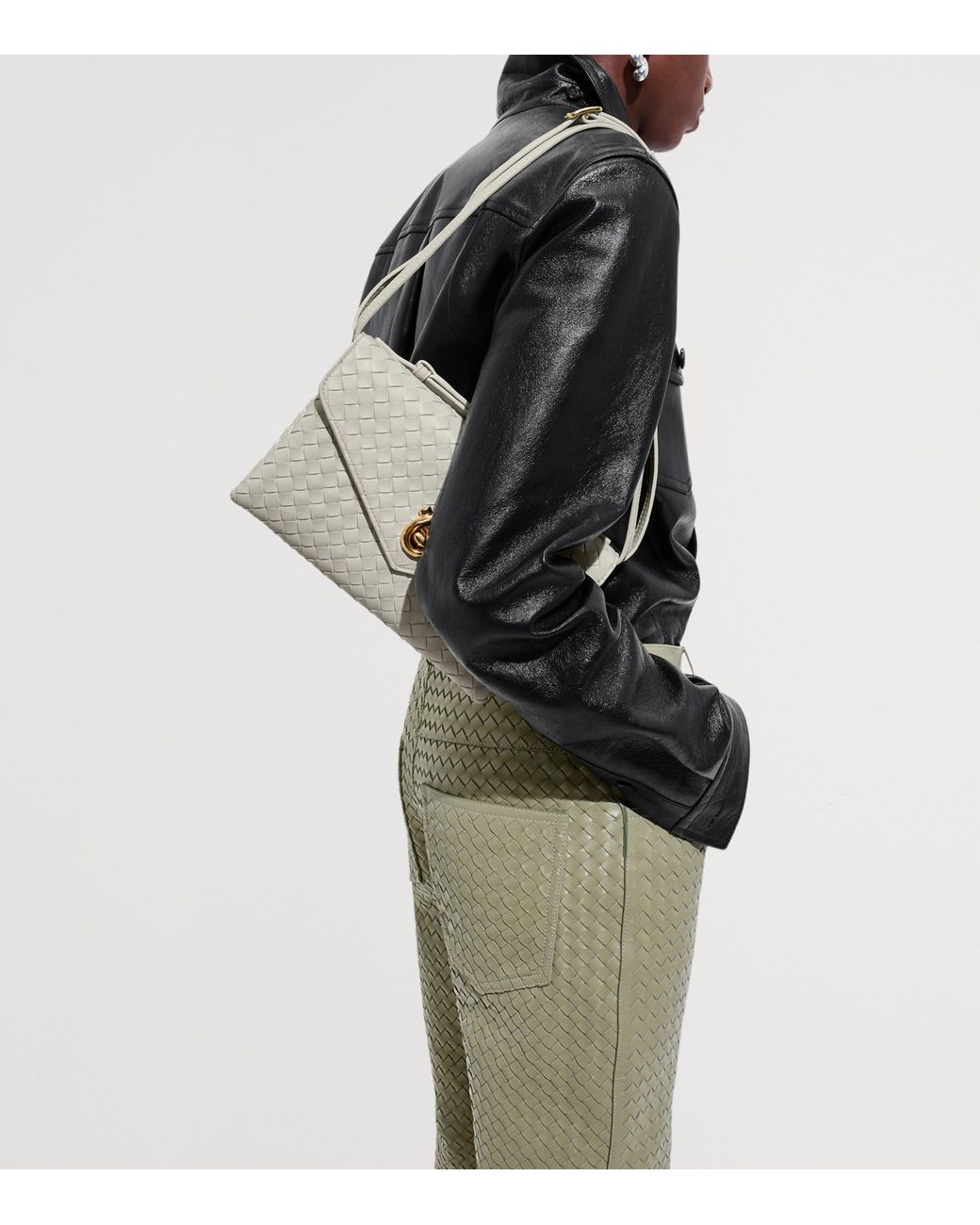 Bottega Veneta Metallic Leather Knot Lock Top-Handle Bag