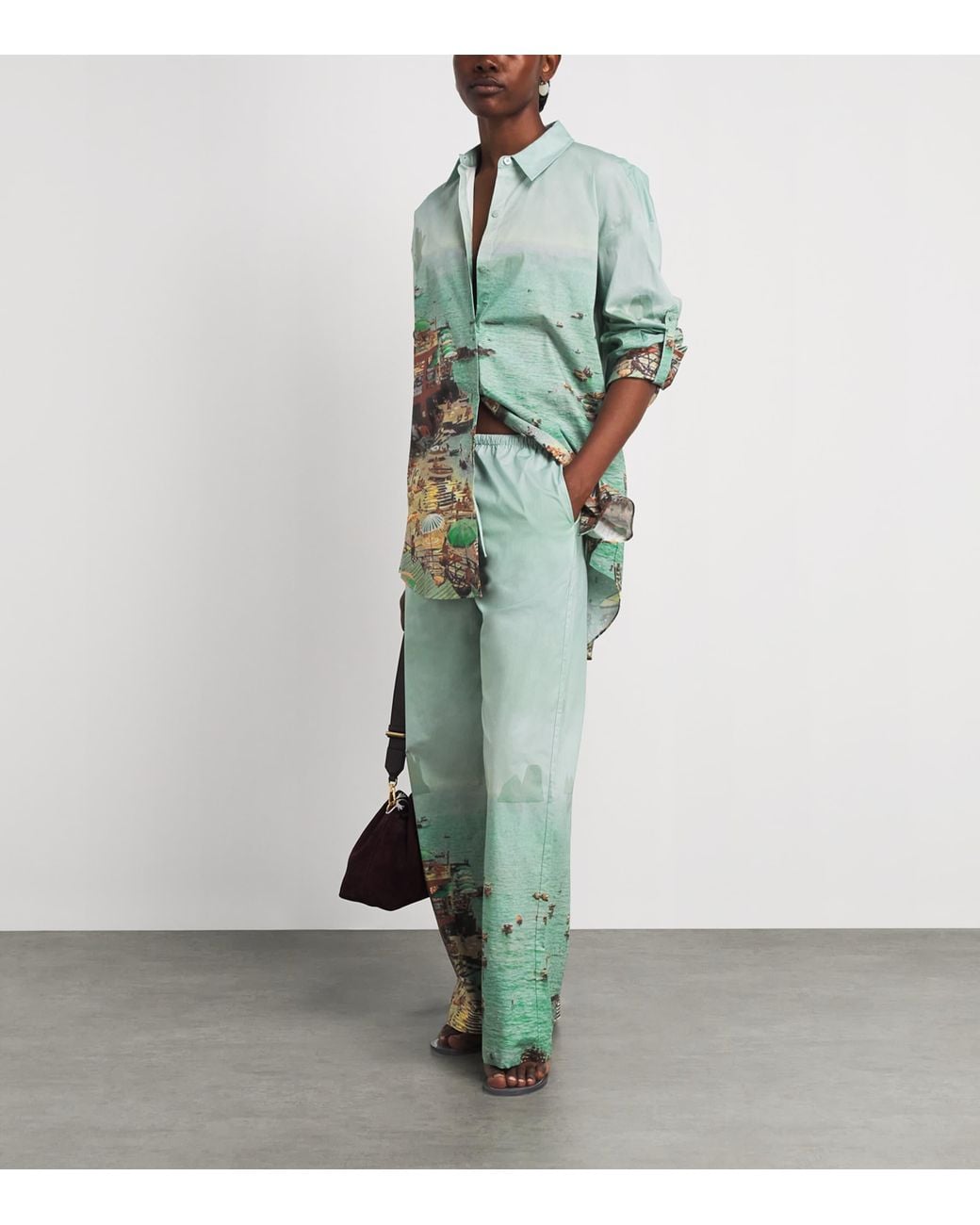 Staud Green Endless Summer Print Mateo Trousers