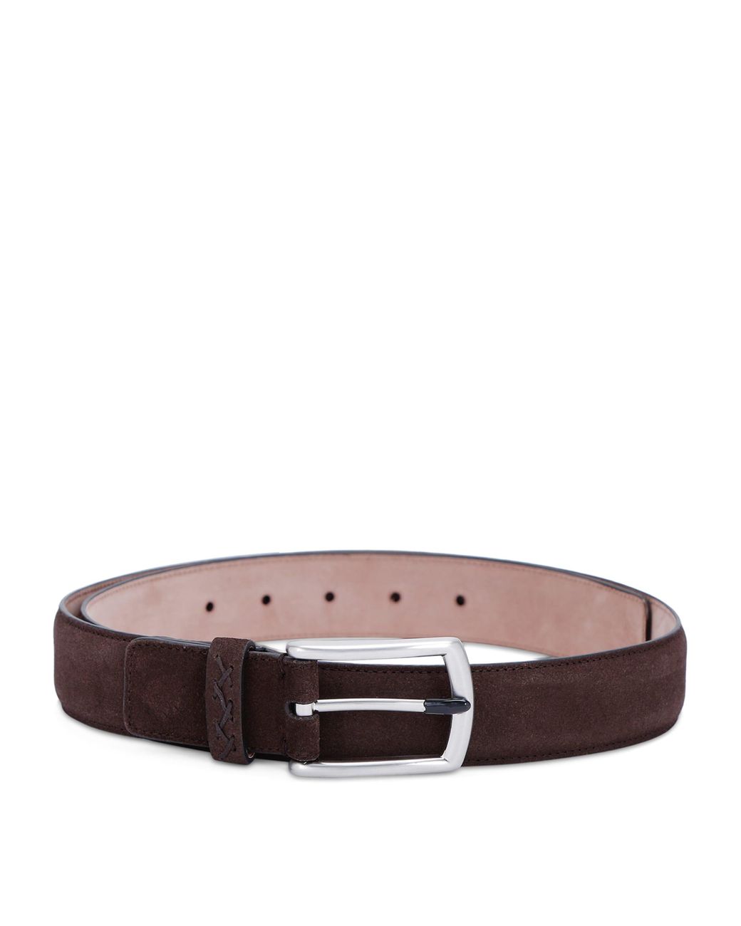 Zegna Brown Suede Triple Stitch Belt for men