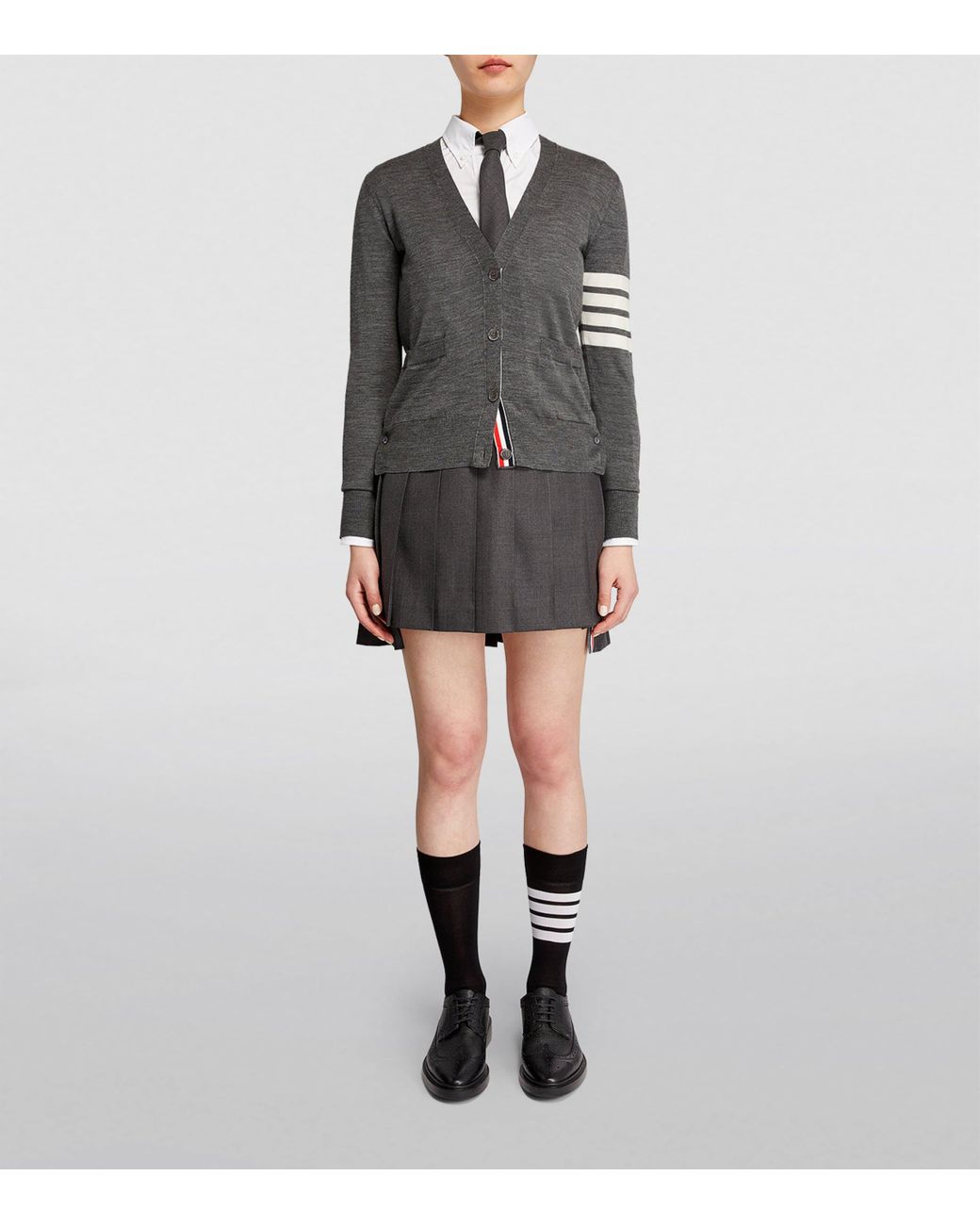 Thom Browne Gray Wool Relaxed 4-Bar Cardigan
