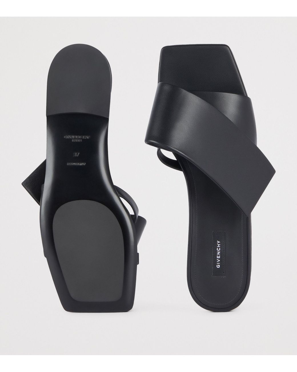 Givenchy White Leather Sliced Square Sandals