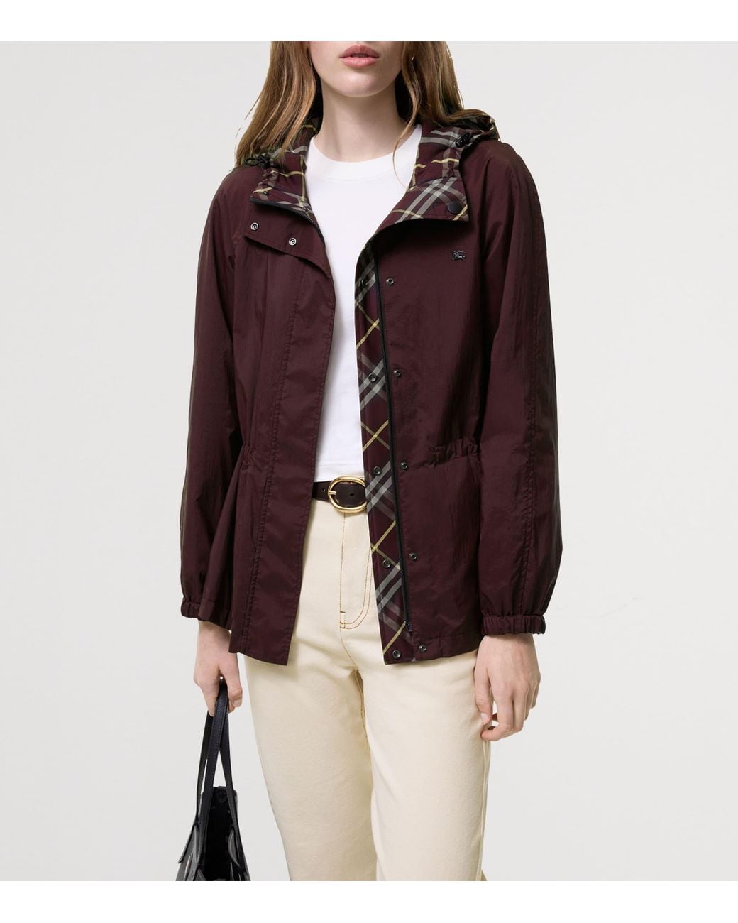 Burberry Purple Reversible Hooded Check Jacket