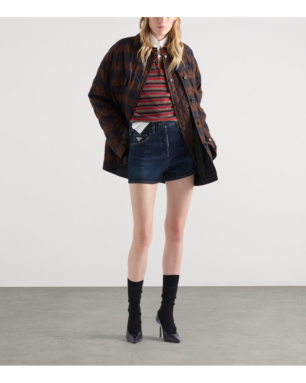 Prada Blue Denim Mid-Rise Shorts