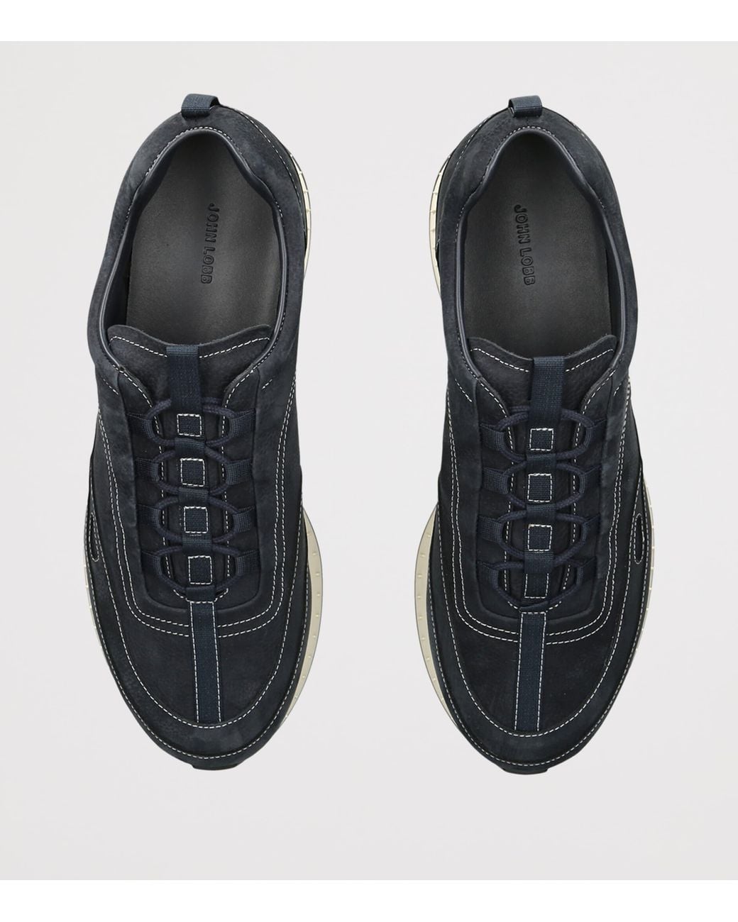 John Lobb Blue Nubuck Leather Stream Elastic Sneakers for men