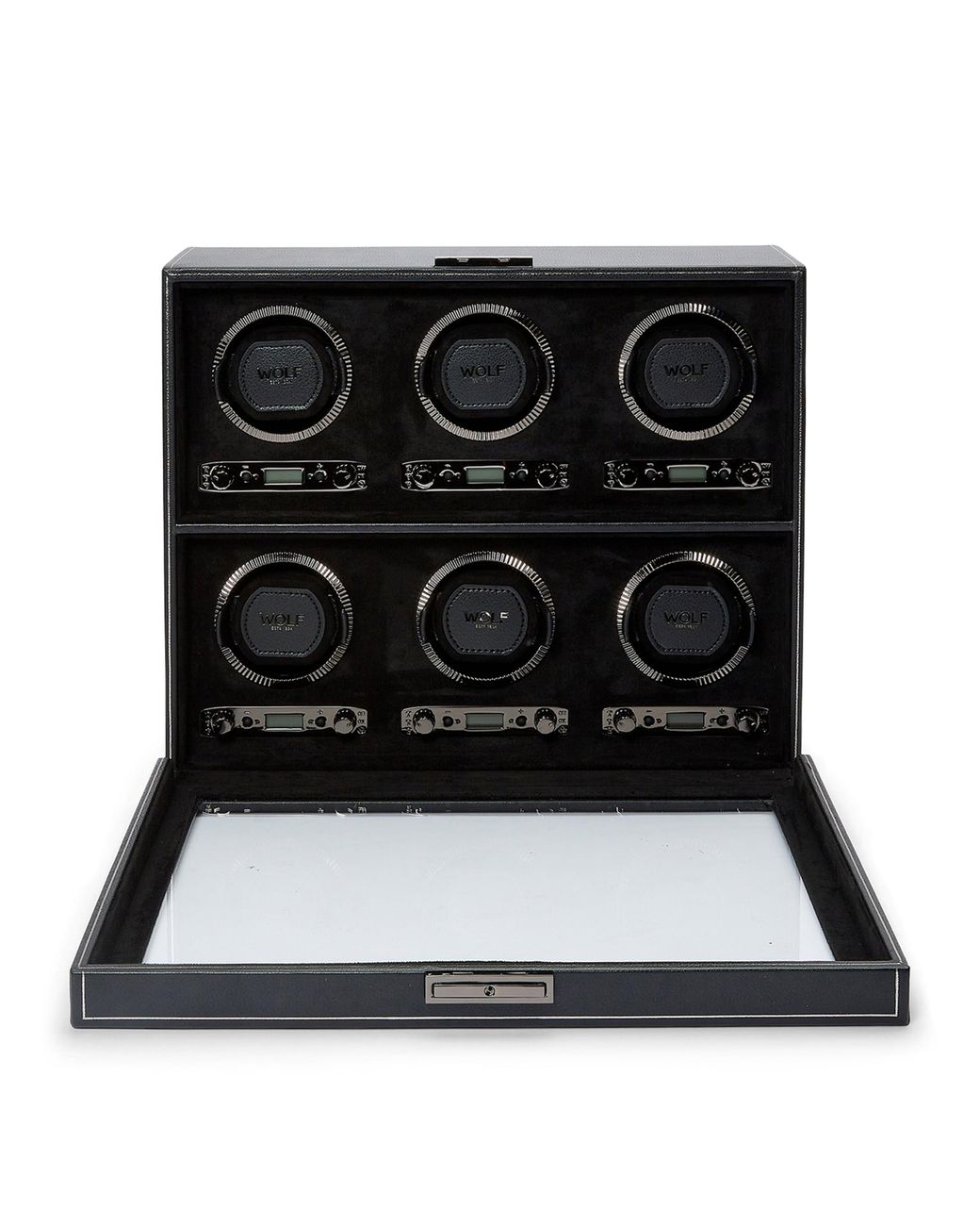 Wolf Black British Racing 6-Piece Watch Winder