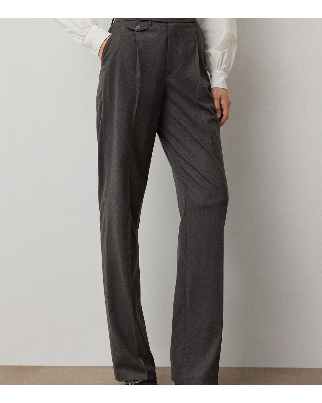 Ralph Lauren Gray Wool-Blend Straight Trousers