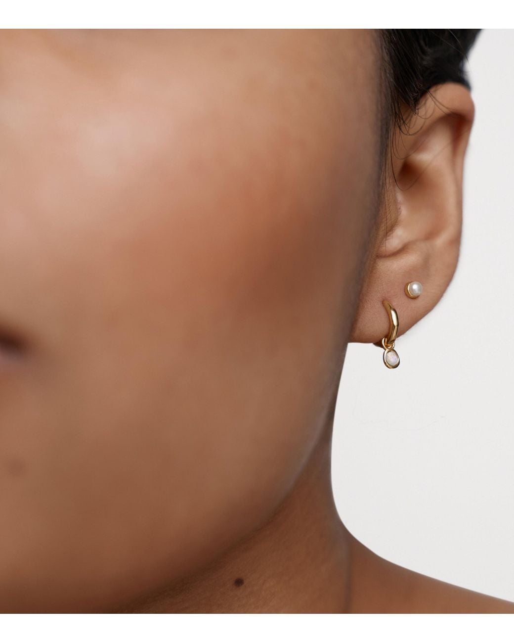 Monica Vinader Metallic Vermeil And Moonstone June Birthstone Huggie Earrings