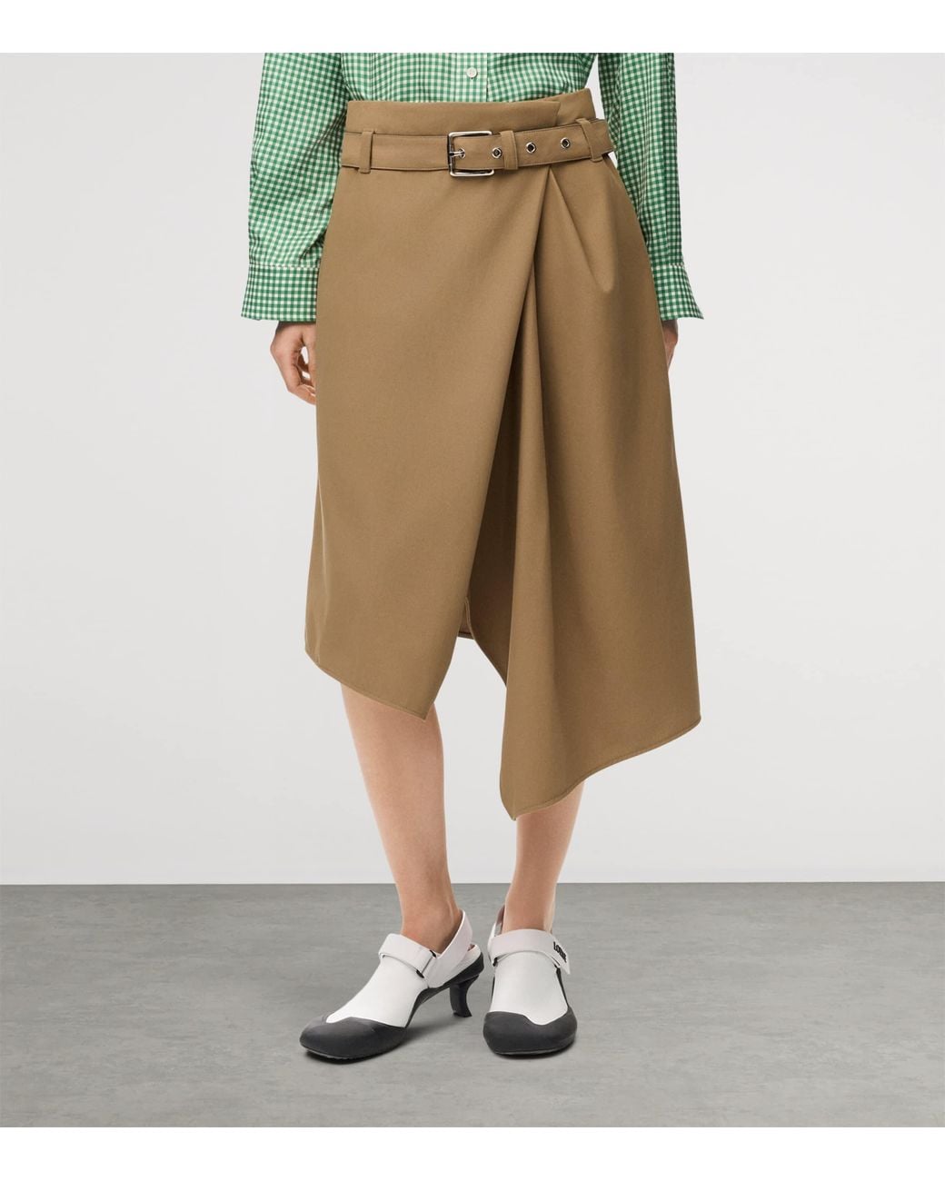 Loewe Natural Asymmetric Wrap-Effect Midi Skirt