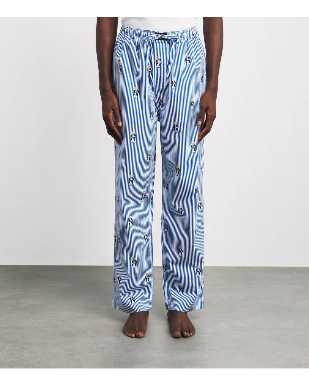 Polo Ralph Lauren Blue Cotton Polo Bear Stripe Pyjama Bottoms for men