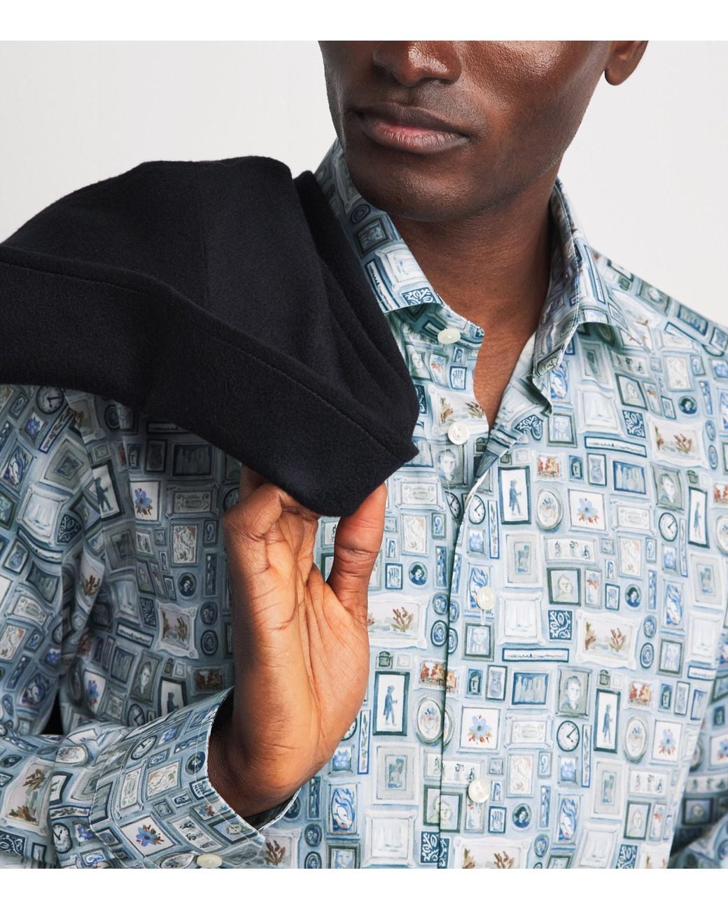 Eton of Sweden Blue Organic Cotton Printed Shirt for men