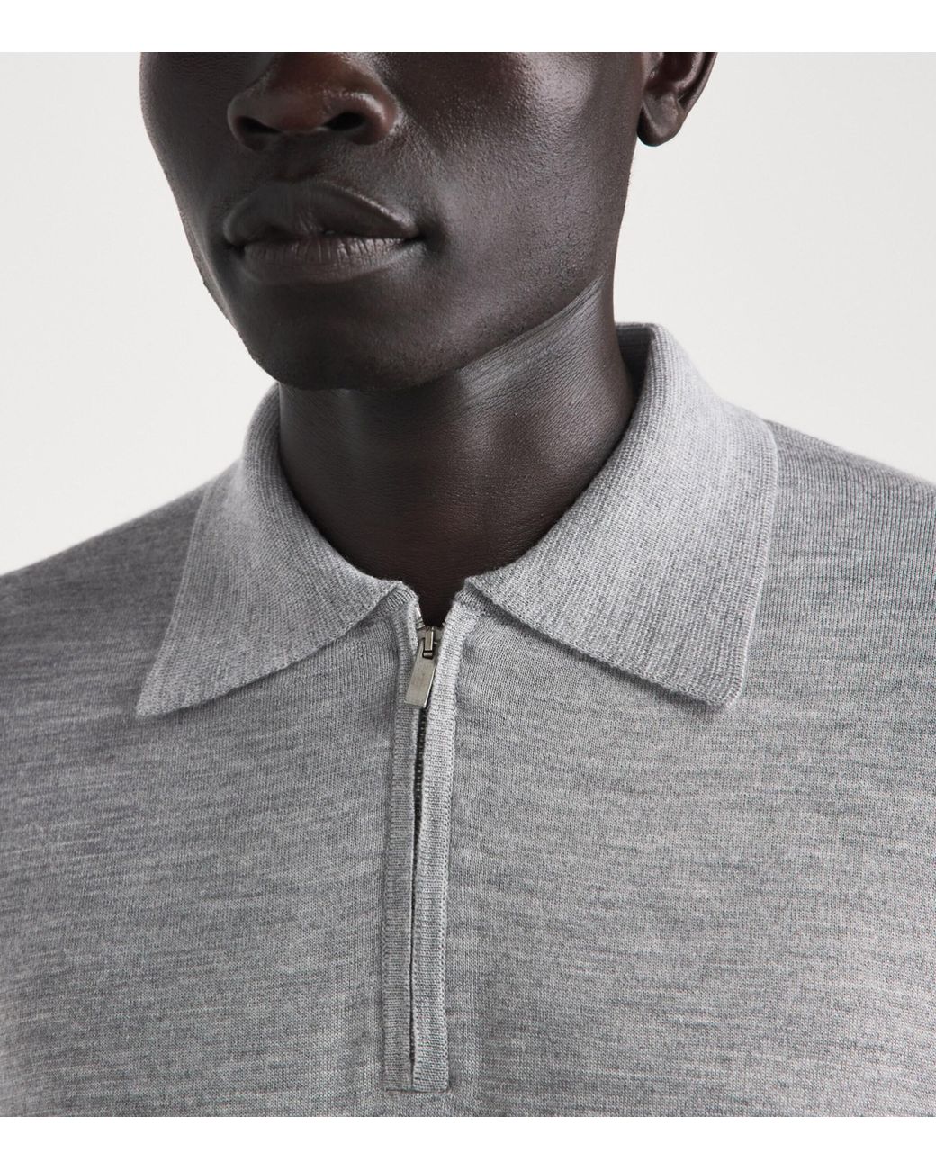 Lardini Gray Wool-Silk-Cashmere Quarter-Zip Sweater for men