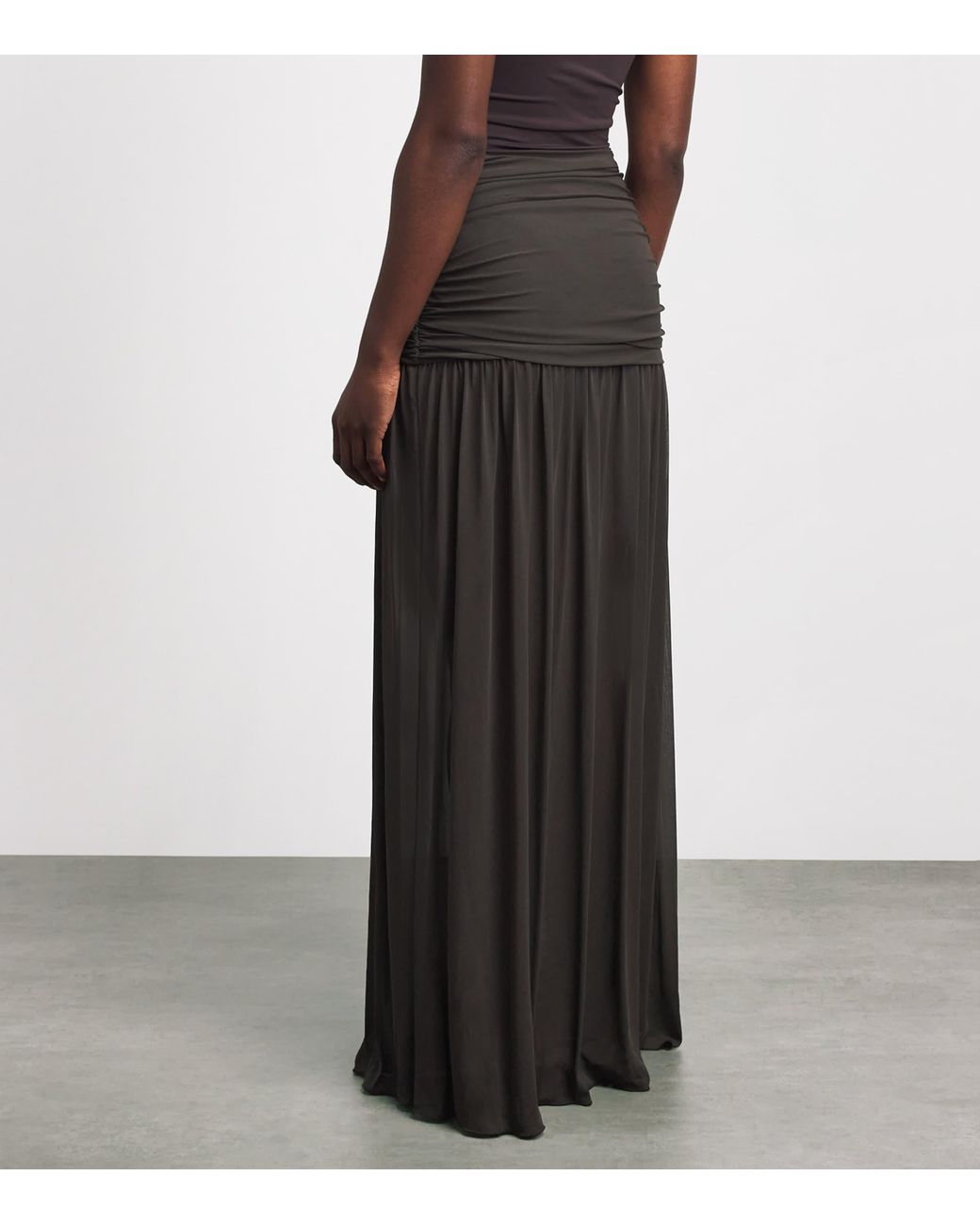 Moré Noir Black Crepe Nova Maxi Skirt