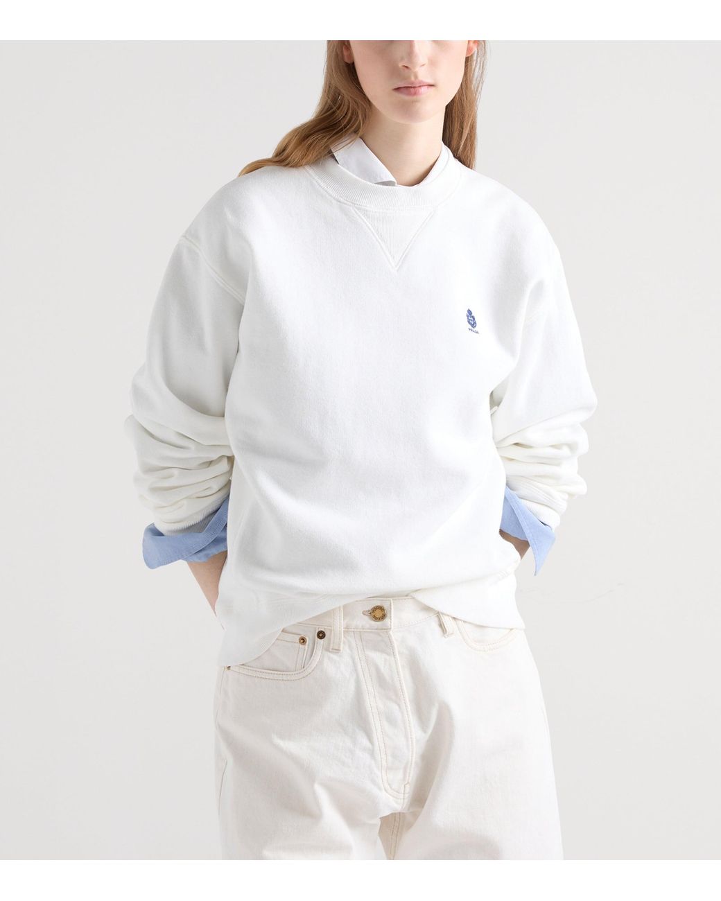 Prada White Cotton Logo Sweatshirt