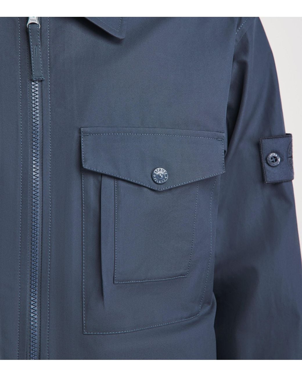 Stone Island Blue Cotton Canvas Ghost Overshirt for men
