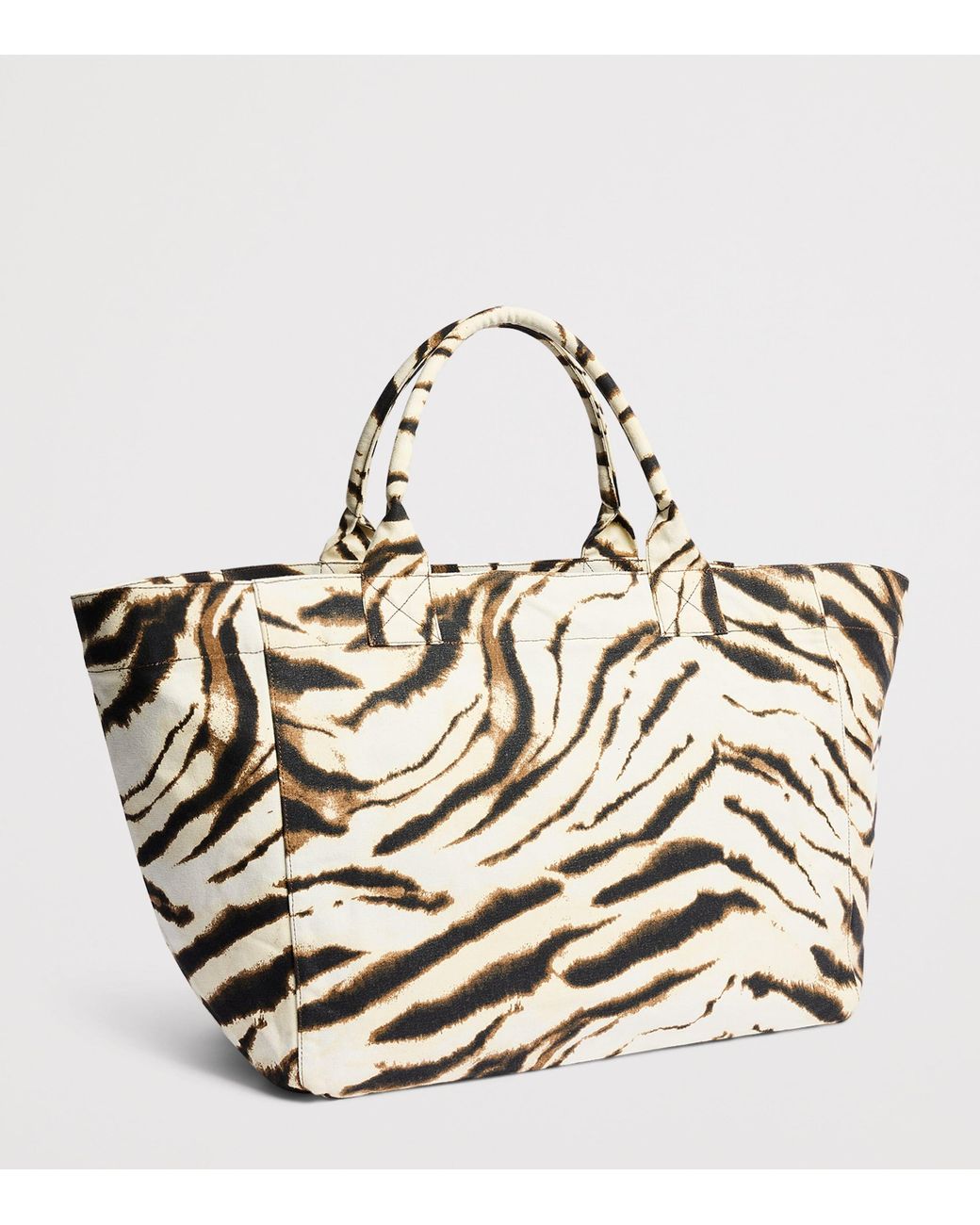 Ganni Metallic Large Canvas Zebra Tote Bag
