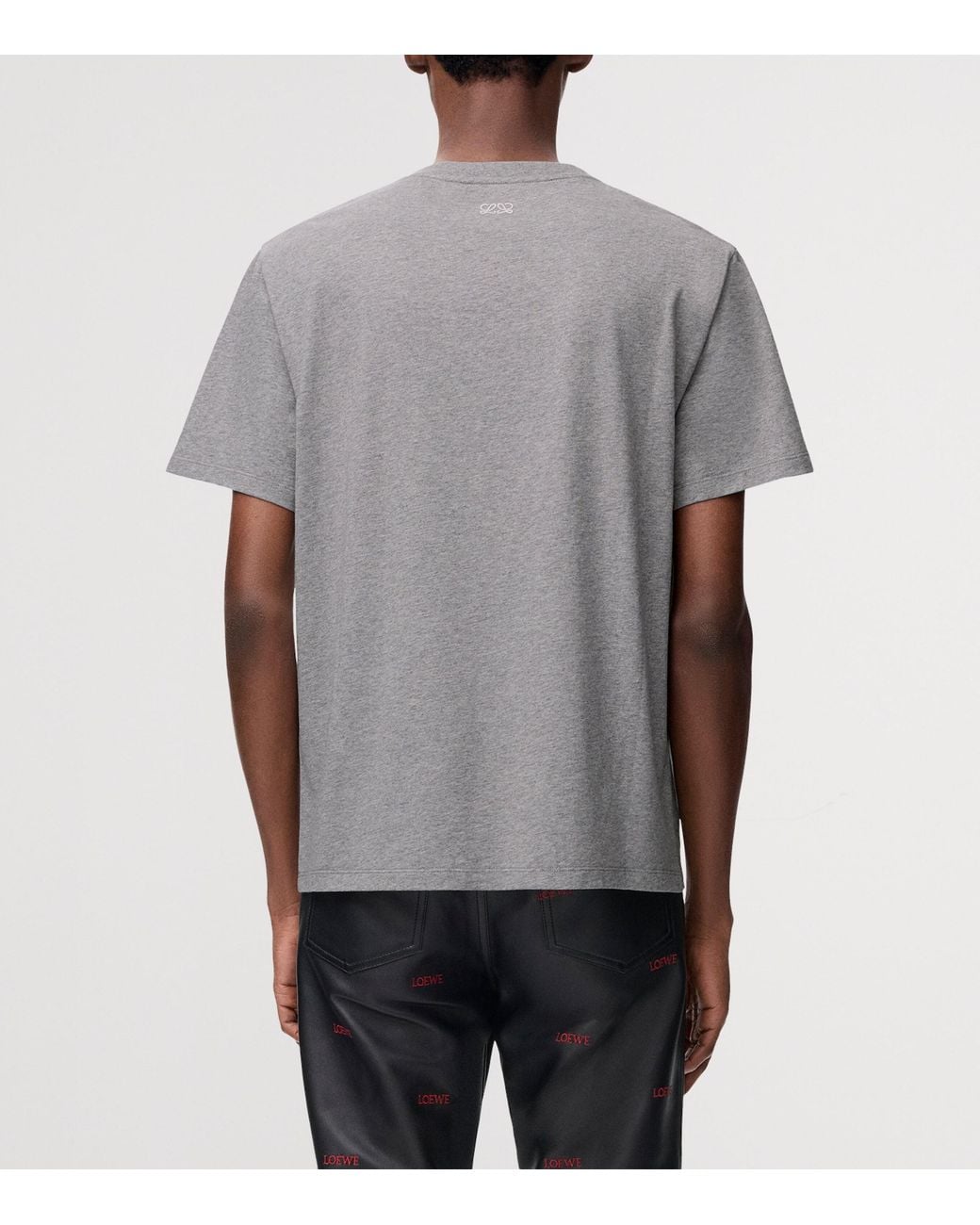 Loewe Gray Cotton Relaxed Lion T-Shirt for men