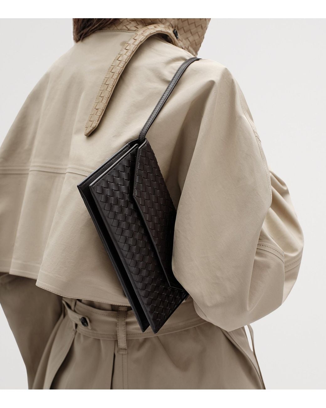 Bottega Veneta Black Nappa Leather Intrecciato Piccolo Envelope Pouch