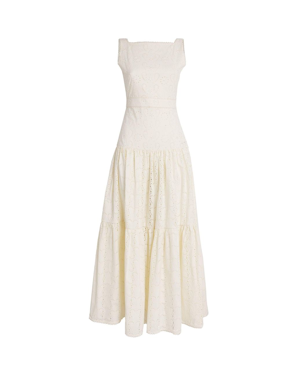 Agua Bendita White Cotton Abeja Playa Maxi Dress