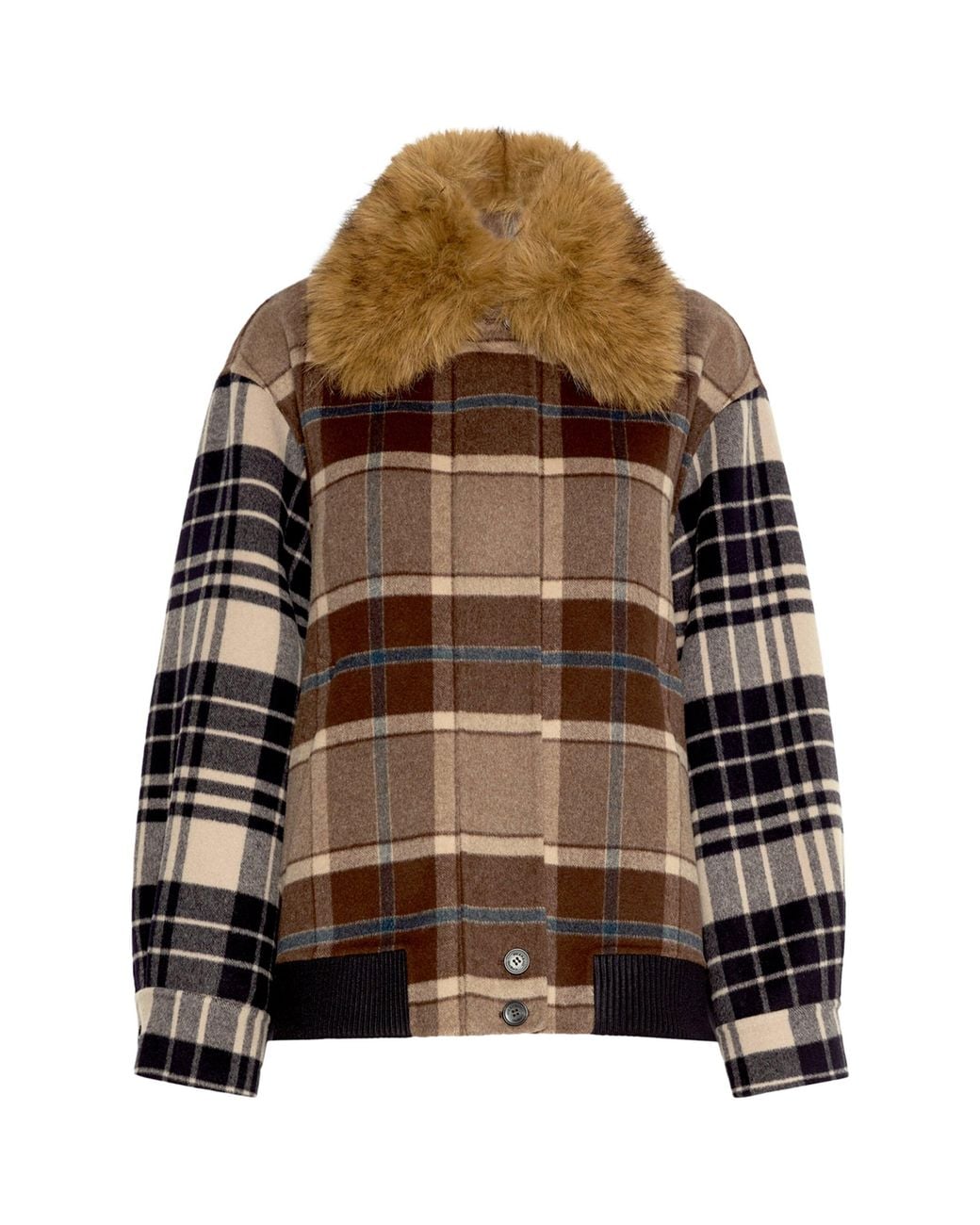 Weekend by Maxmara Brown Virgin Wool Check Jacket
