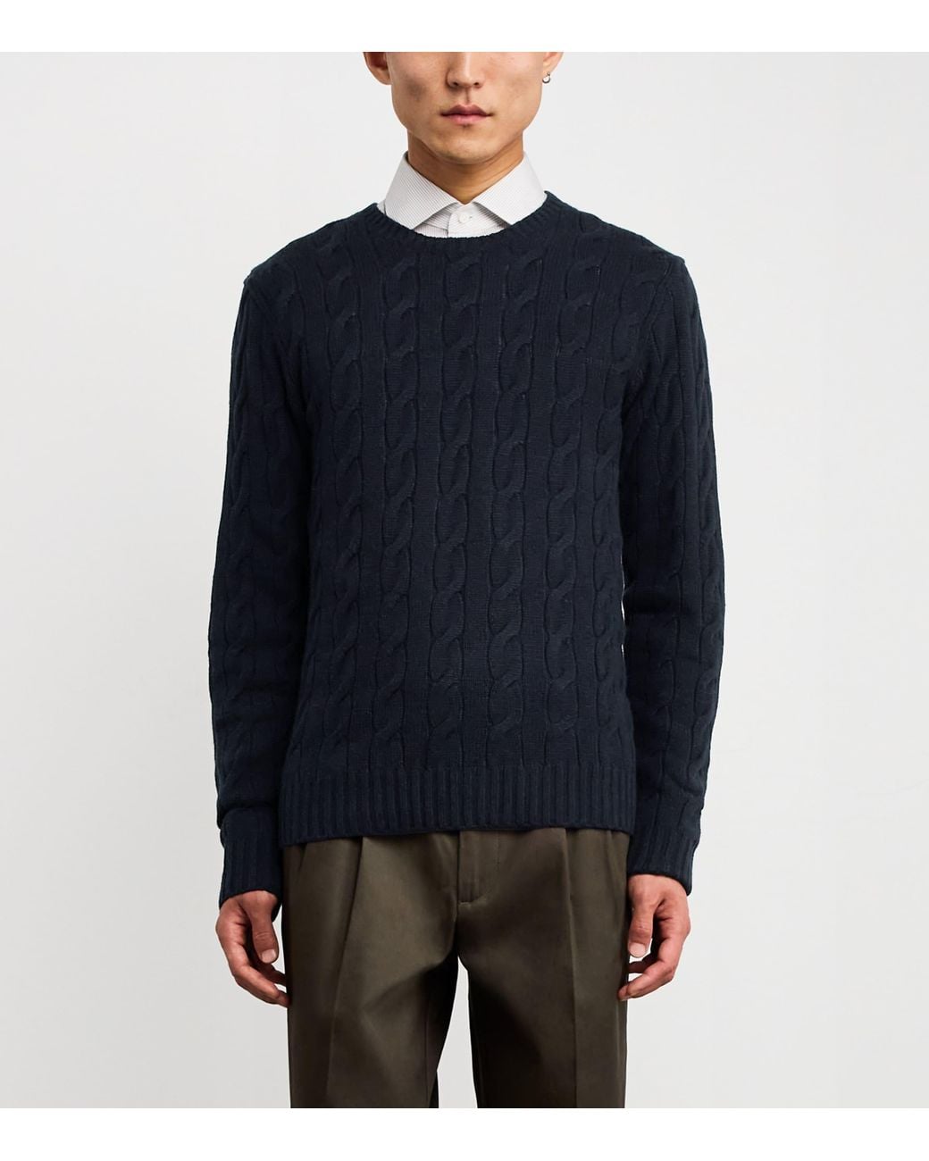 Ralph Lauren Blue Cashmere Cable-Knit Sweater for men