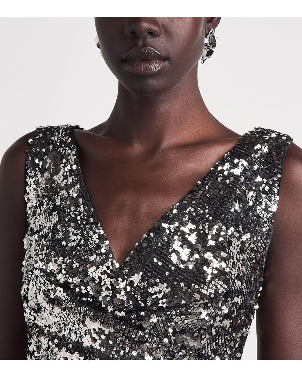 Talbot Runhof Metallic Sequinned Column Gown