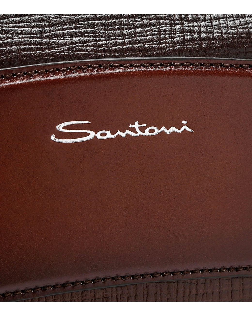 Santoni Brown Leather Weekend Bag for men