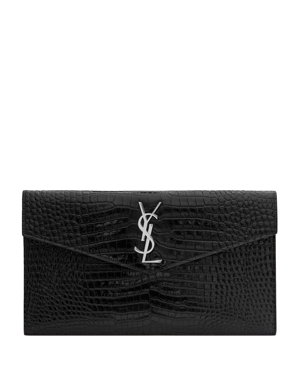 Saint Laurent Black Leather Uptown Clutch Bag