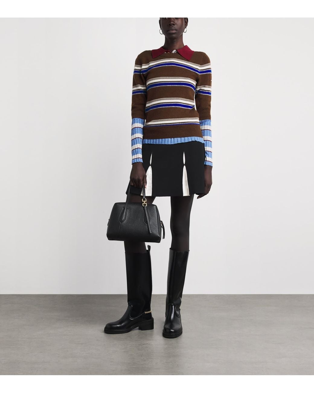 Claudie Pierlot Black Wool-Cotton Knit Mini Skirt