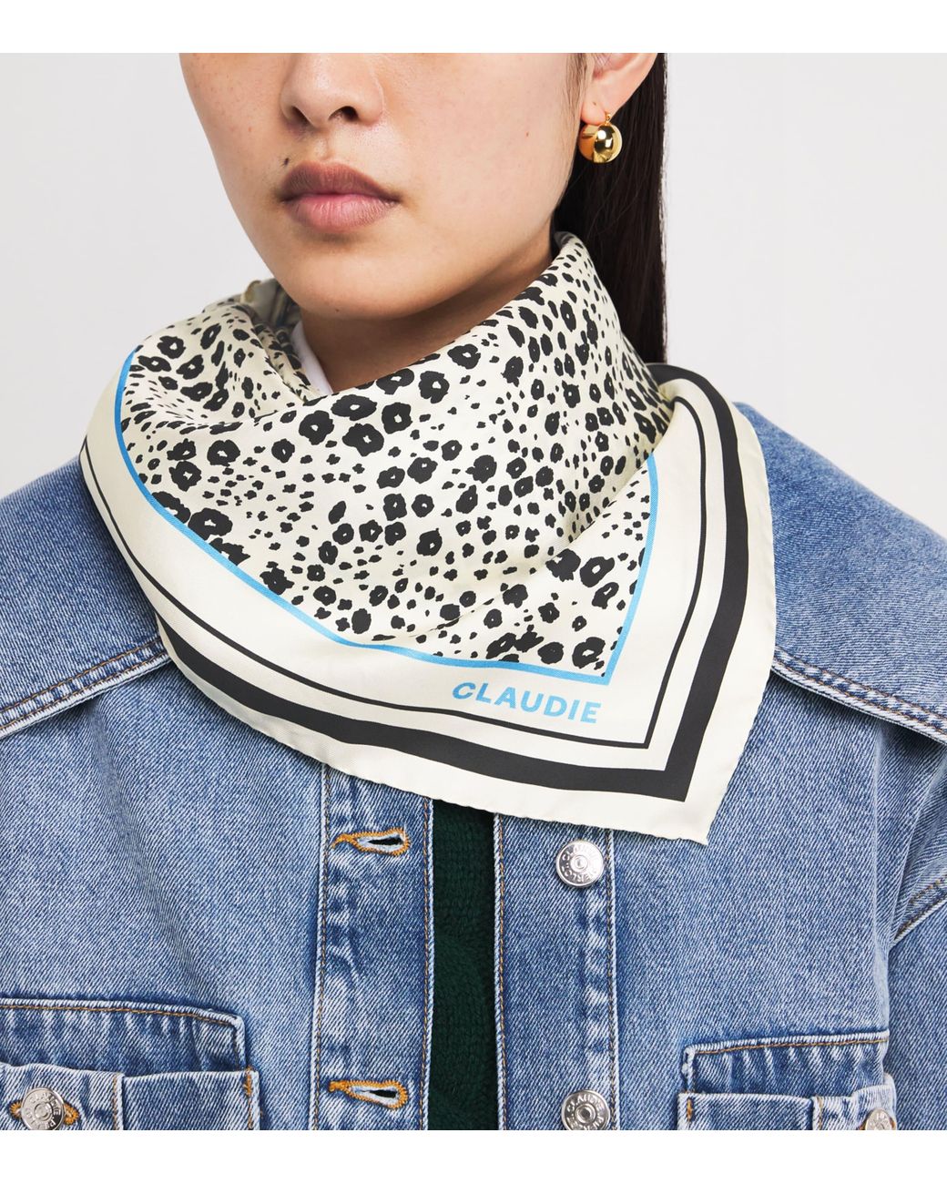 Claudie Pierlot Metallic Silk Printed Square Scarf