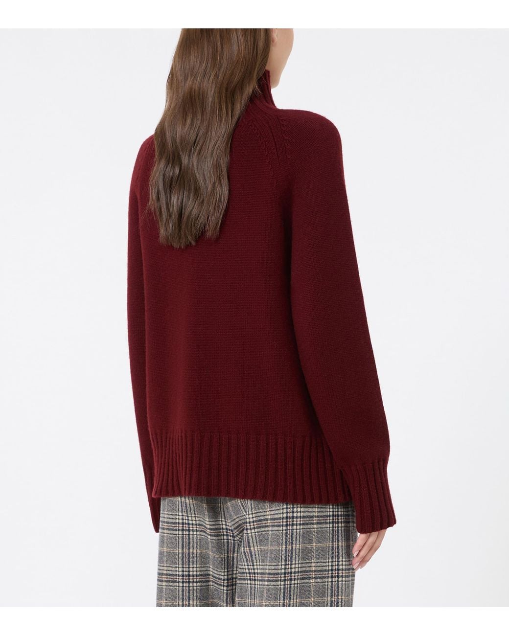 Max Mara Red Wool-Cashmere High-Neck Sweater