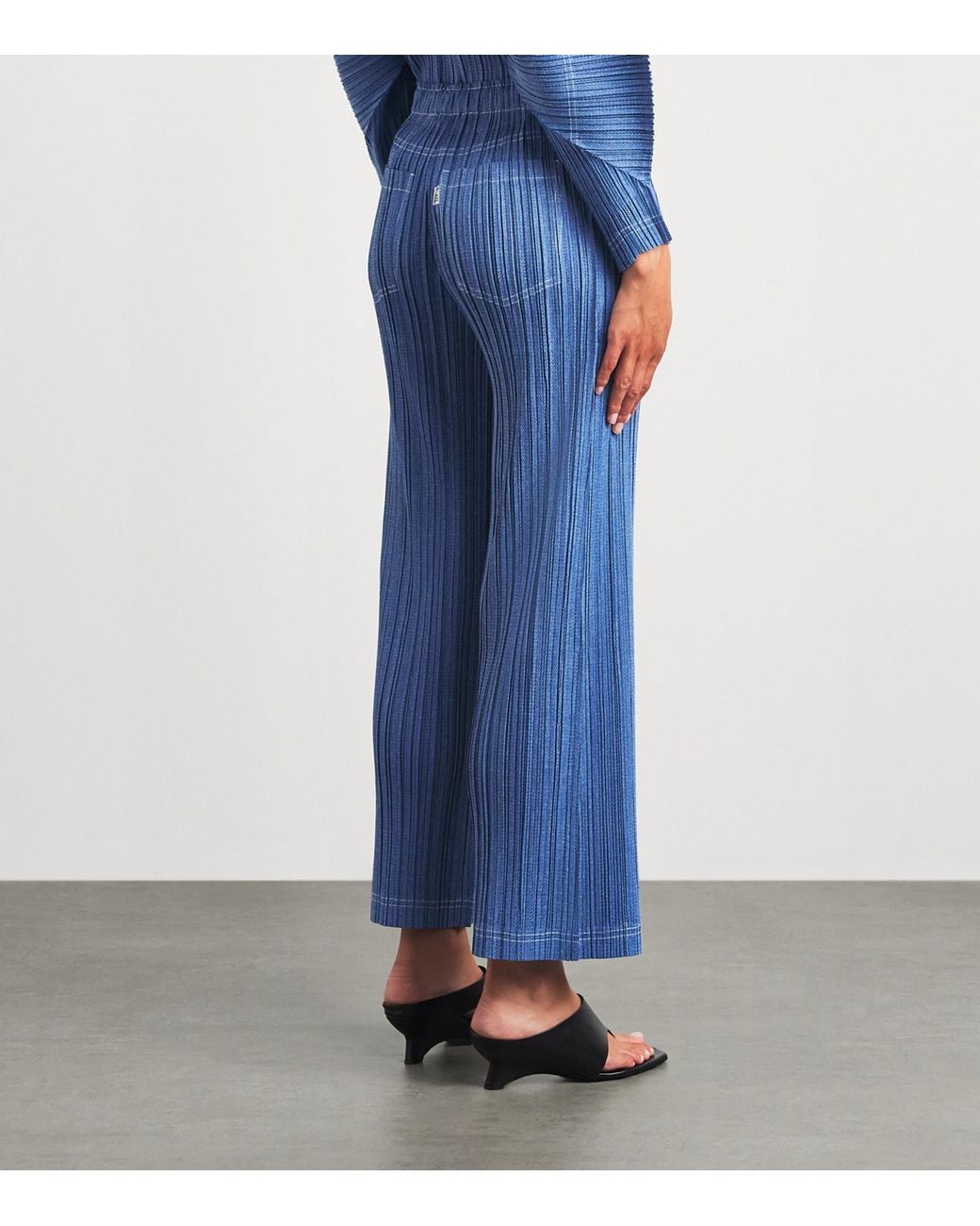 Pleats Please Issey Miyake Blue Cotton Denim Trousers